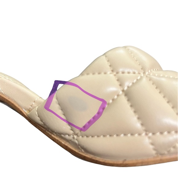 Zara Tan/Beige Faux Quilted Leather Square Open Toe Block Heels Size 37/US Sz 7 - Picture 9 of 9